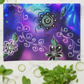 Whimsical Dolphin Blue Blauwgroen Kust Nautisch Theedoek (Gevouwen)