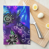 Whimsical Dolphin Blue Blauwgroen Kust Nautisch Theedoek (Quarter Fold)