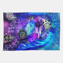 Whimsical Dolphin Blue Blauwgroen Kust Nautisch Theedoek