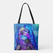 Whimsical Dolphin Blue Blauwgroen Kust Nautisch Tote Bag (Achterkant)
