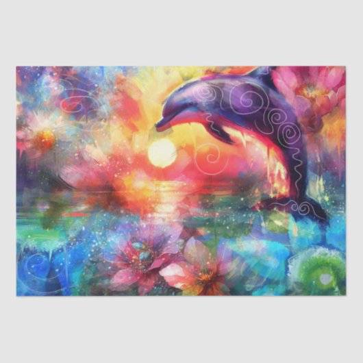 Whimsical Dolphin Coastal Nautical Decoupage Tissuepapier (Voorkant)