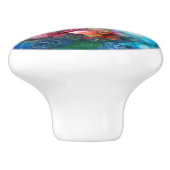 Whimsical Dolphin Coastal Nautical Floral Blauwgro Keramische Knop (Zijkant)