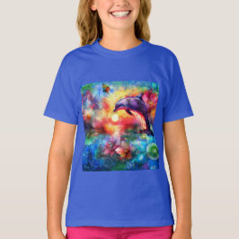 Whimsical Dolphin Coastal Nautical Floral Blauwgro T-shirt
