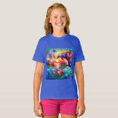 Whimsical Dolphin Coastal Nautical Floral Blauwgro T-shirt (Voorkant volledig)
