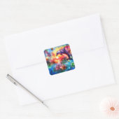 Whimsical Dolphin Coastal Nautical Floral Blauwgro Vierkante Sticker (Envelop)