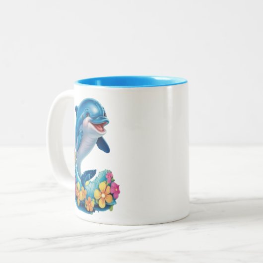Whimsical Dolphin Splash Coffee Mok (Voorkant links)