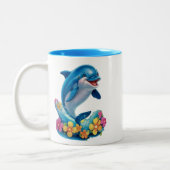 Whimsical Dolphin Splash Coffee Mok (Links)