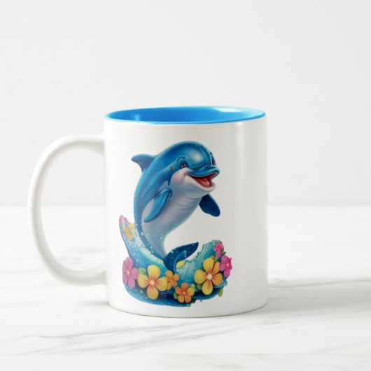 Whimsical Dolphin Splash Coffee Mok (Links)