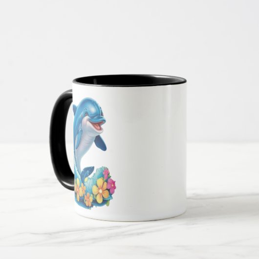 Whimsical Dolphin Splash Coffee Mok (Voorkant links)