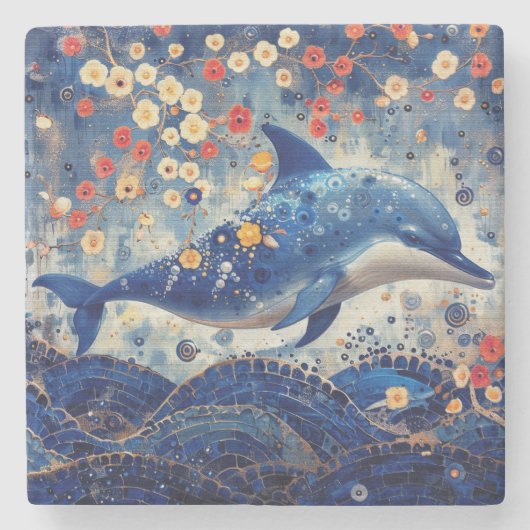 Whimsical Dolphin Stenen Onderzetter (Voorkant)