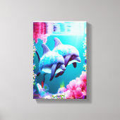 Whimsical Dolphins en Floral Underwater Canvas Afdruk (Voorkant)