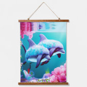 Whimsical Dolphins en Floral Underwater Hangend Wandkleed (Voorkant)