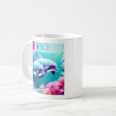 Whimsical Dolphins en Floral Underwater Koffiemok (Voorkant links)