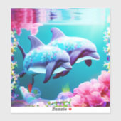 Whimsical Dolphins en Floral Underwater Sticker (Vel)