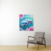 Whimsical Dolphins en Floral Underwater Wandkleed (In situ)