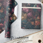 Whimsical Donkere Stemming Boho Bloemendecoupage Cadeaupapier