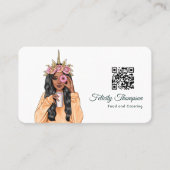 Whimsical Donut Eenhoorn Lady Food Catering QR-cod Visitekaartje (Voorkant)