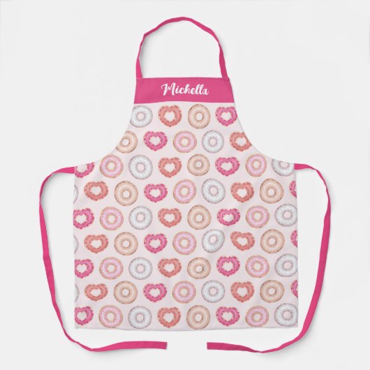 Whimsical Donut Heart Design in roze tinten Schort (Voorkant)