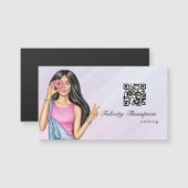 Whimsical Donut Lady Voedsel Catering QR Code (Voorkant / Achterkant)
