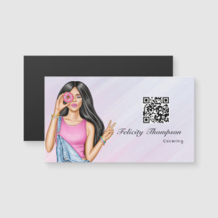 Whimsical Donut Lady Voedsel Catering QR Code