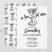 Whimsical Doodle A Tini Bit Older 21st Birthday Kaart (Voorkant / Achterkant)