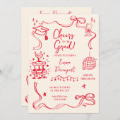 Whimsical doodle Afstudeerfeest Kaart (Voorkant / Achterkant)