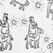 Whimsical Doodle Baby Jesus Manger Scene Behang (Zoom)