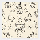 Whimsical Doodle Baby Jesus Manger Scene Behang (Voorkant)