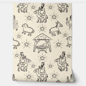 Whimsical Doodle Baby Jesus Manger Scene Behang (Afrollen)