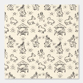 Whimsical Doodle Baby Jesus Manger Scene Behang (Voorkant)