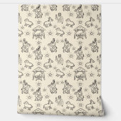 Whimsical Doodle Baby Jesus Manger Scene Behang (Afrollen)