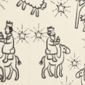 Whimsical Doodle Baby Jesus Manger Scene Behang (Zoom)
