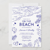 Whimsical Doodle Beach bruiloft Kaart (Voorkant)