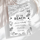 Whimsical Doodle Beach bruiloft Kaart