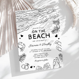 Whimsical Doodle Beach bruiloft Kaart
