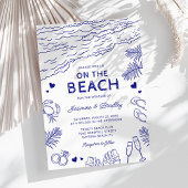 Whimsical Doodle Beach bruiloft Kaart