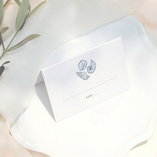 Whimsical Doodle Blue Wedding Guest Table Number Plaatskaartje