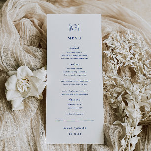 Whimsical Doodle Blue Wedding Menu
