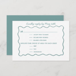 Whimsical doodle blue wedding Response Card RSVP Kaartje