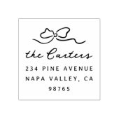 Whimsical Doodle Bow Familie Adres Rubberstempel (Afrduk)