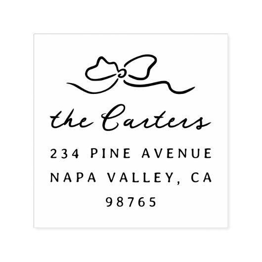 Whimsical Doodle Bow Familienaam Retouradres Zelfinktende Stempel (Design)