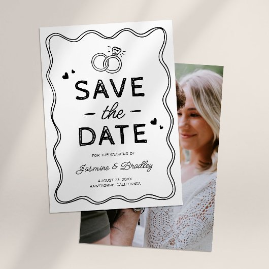 Whimsical Doodle Bruiloft Save The Date