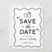 Whimsical Doodle Bruiloft Save The Date (Voorkant)