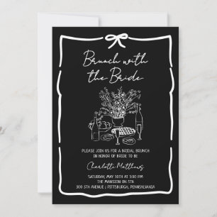 Whimsical Doodle Brunch met de Bruid Rood Roze I Kaart