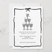 Whimsical Doodle Brunch met de Bruid Rood Roze I Kaart (Achterkant)
