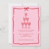Whimsical Doodle Brunch met de Bruid Rood Roze Kaart (Achterkant)