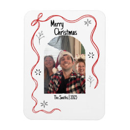 Whimsical Doodle Christmas Card with Photo Magneet