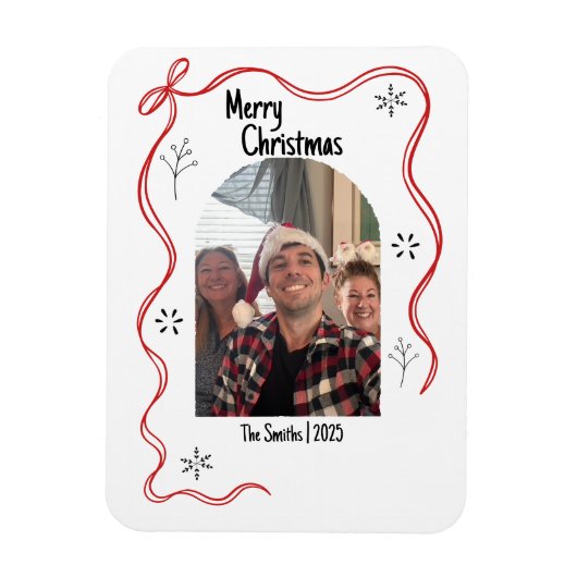 Whimsical Doodle Christmas Card with Photo Magneet (Verticaal)