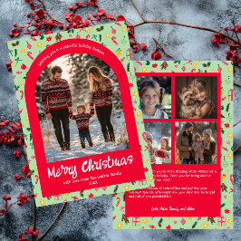 Whimsical Doodle Christmas Custom Arch 5 Foto Feestdagenkaart