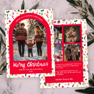 Whimsical Doodle Christmas Custom Arch 5 Foto Feestdagenkaart